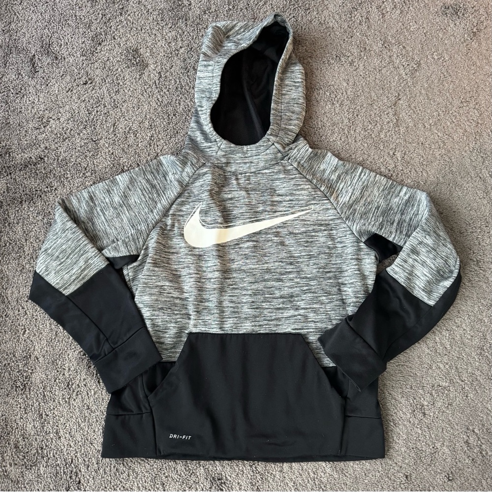 Nike Dri-Fit Kids Grey and Black Hoodie